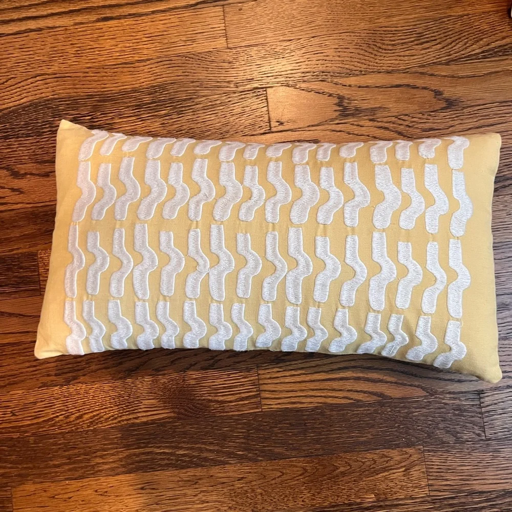 West elm pillow case, embroidered, never used. Yellow and cream